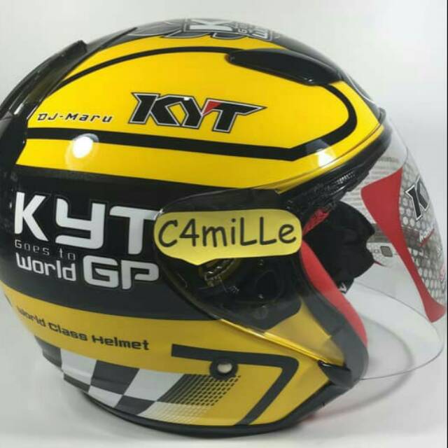 HELM KYT DJ MARU Motif GP WORLD KUNING