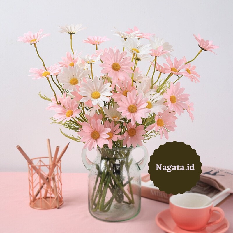 NAGATA - Chamomile Aster Artificial Flower Bunga Aster Chamomile Hias Dekorasi Backdrop Seserahan Bu