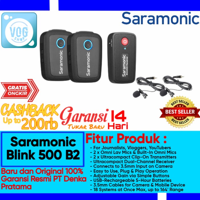 SARAMONIC BLINK 500 B2 TX+TX+RX WIRELESS OMNI LAVARIER MIC