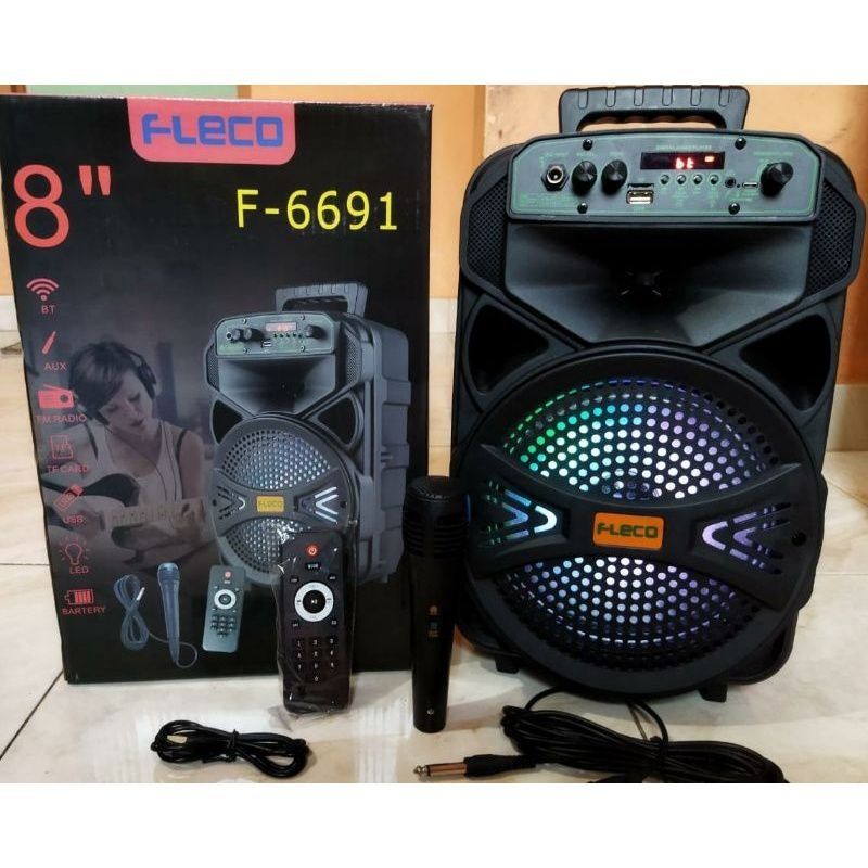Speaker Bluetooth Karaoke Fleco F-6691/8606M Free Mic/salon aktif
