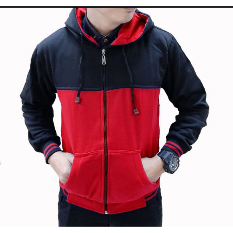 switer Hudi polos dua warna pria/wanita