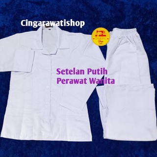 Jual Seragam Putih Perawat Wanita Baju Dinas Putih wanita Lengan