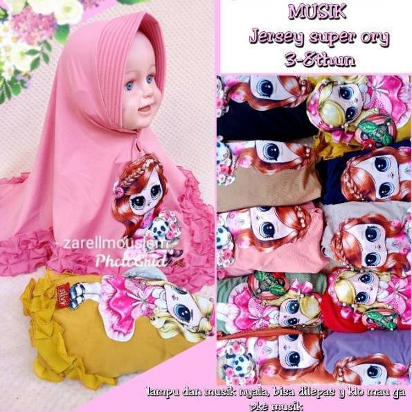 Top Produk.. Jilbab anak LOL lampu + musik  nana ( lampu + musik nyala / LED )
