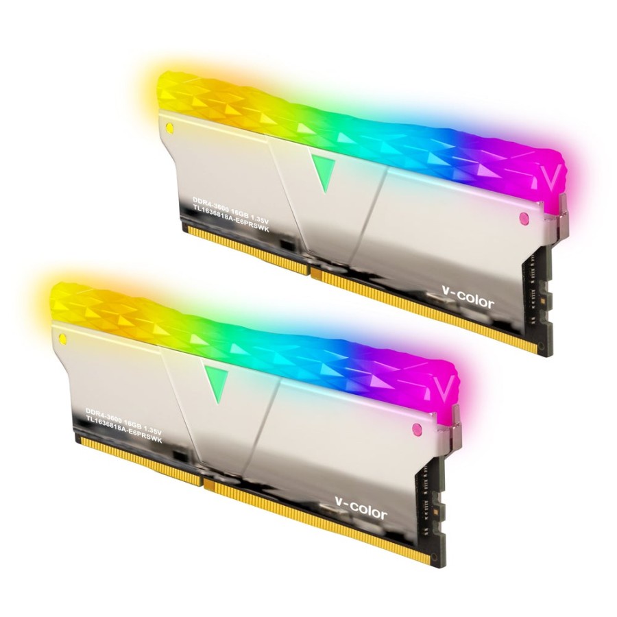 V-COLOR DDR4 Prism Pro Silver RGB Memory 32GB 2x16GB 3600MHz OC RAM PC