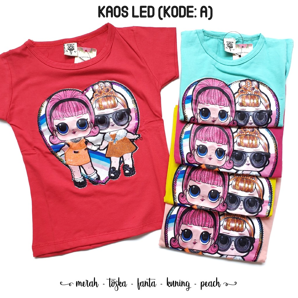 Kaos LED Anak motif LOL sz 1-8 (motif A)