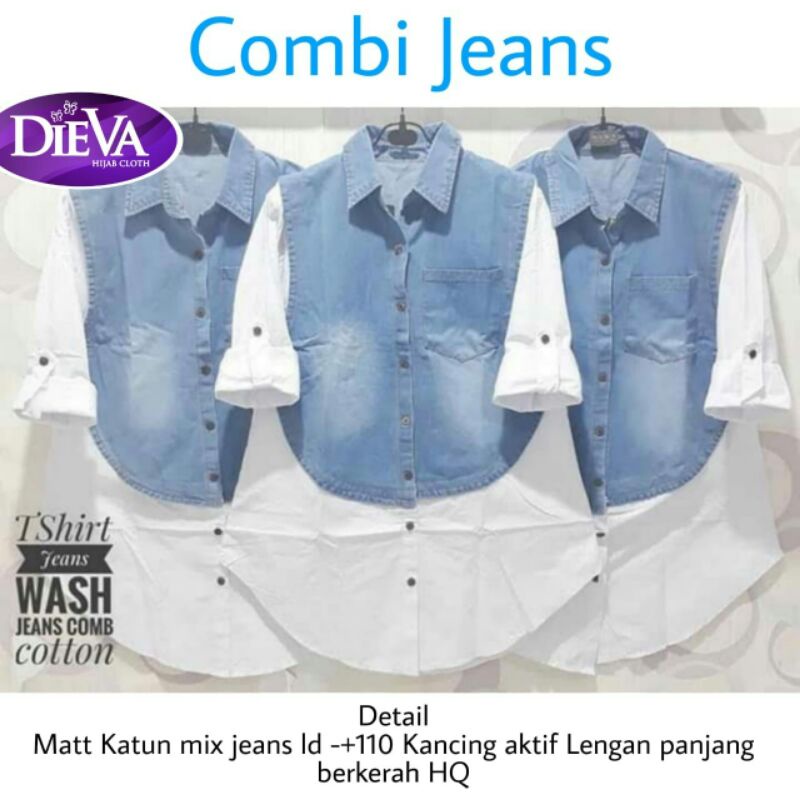 tunik jeans kombinasi