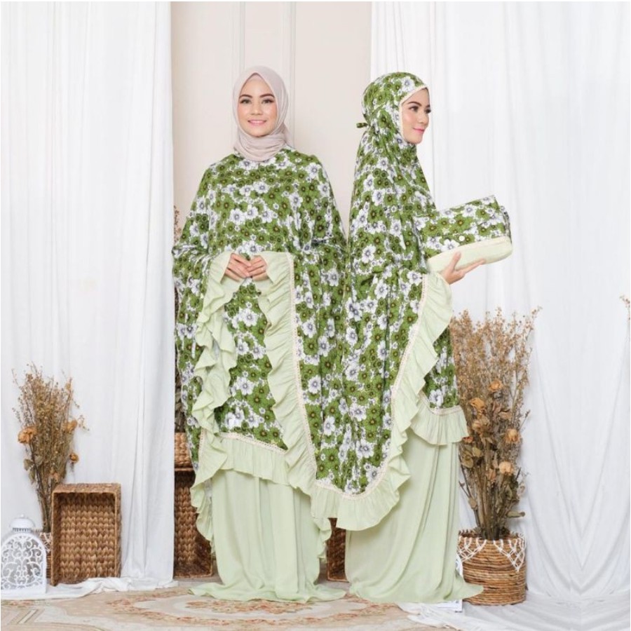 Mukena Baneska Kombinasi Afnan Green 2in1