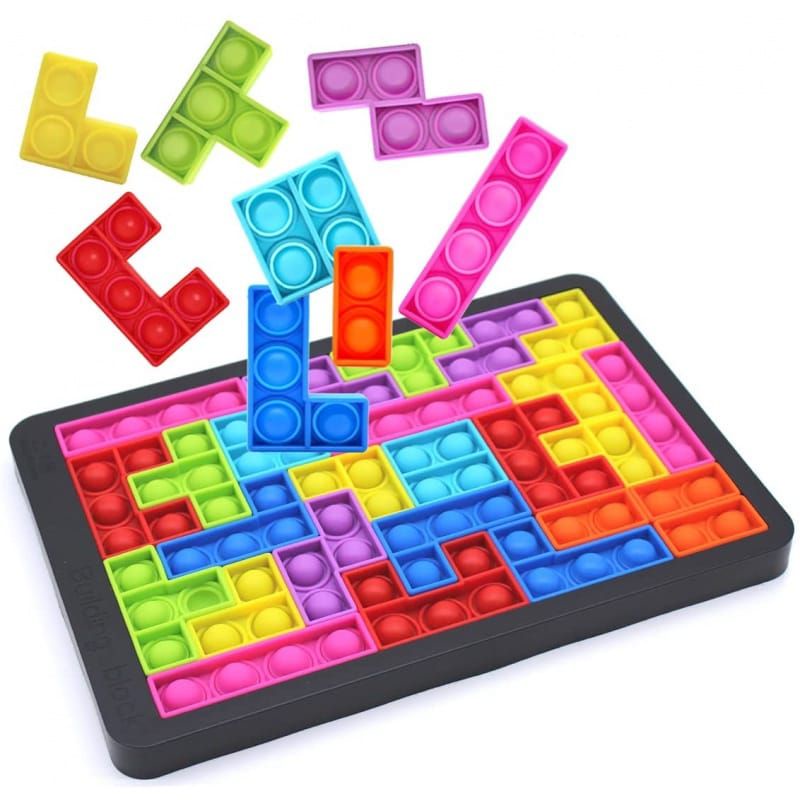 Mainan Game Building Block Pop It Tetris isi 26 pcs