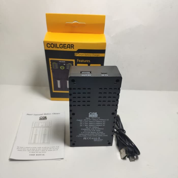 Authentic CoilGear Charger G2Baterai 18650 2 Slot with USB Output