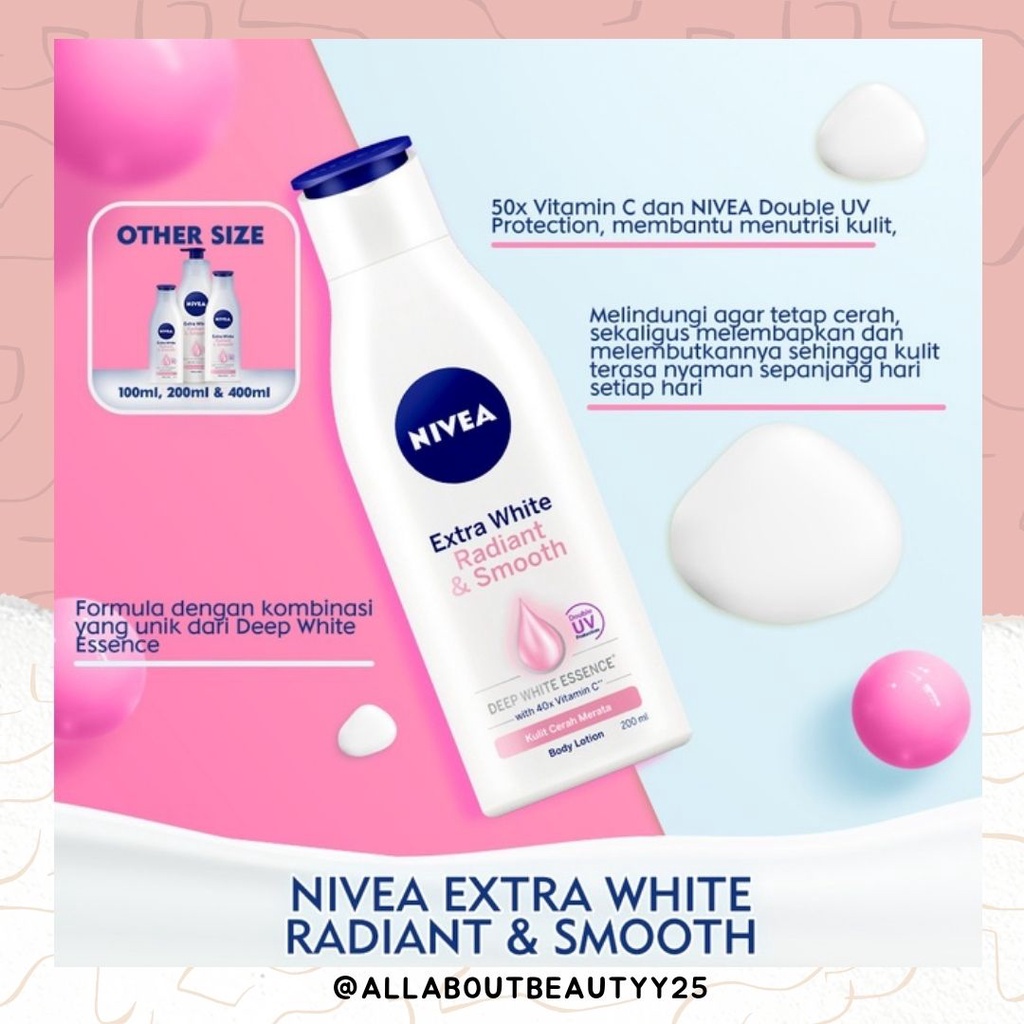 NIVEA Body Lotion Extra White 100ml | Repair Protect Instant Glow Night Nourish Intensive Moisture