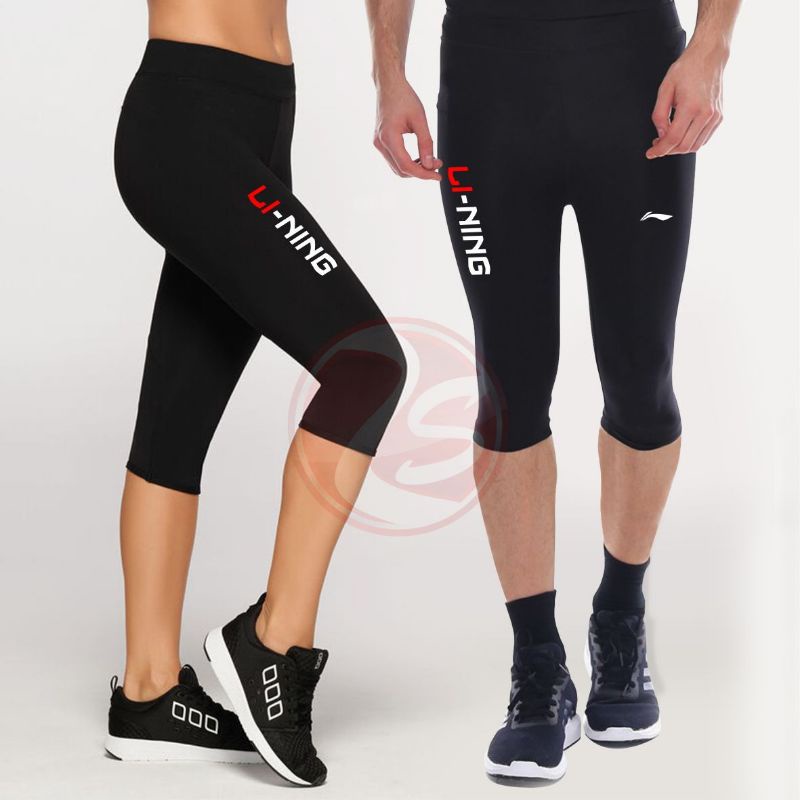 Legging olahraga 7/8 pria wanita celana renang joging senam celana wanita