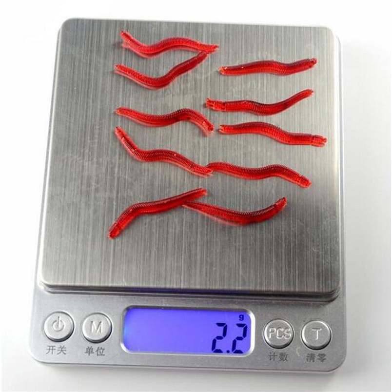 50Pcs Umpan Pancing Bentuk Cacing Tanah Warna Merah