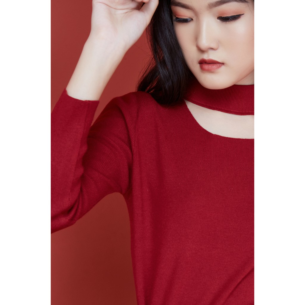 Peach Poppy Lenna Top - Atasan Wanita Knit Lengan Panjang