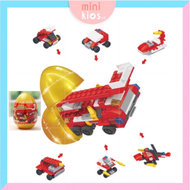 Mini Brick Block Aneka Fire Fighter Berkemasan Telur