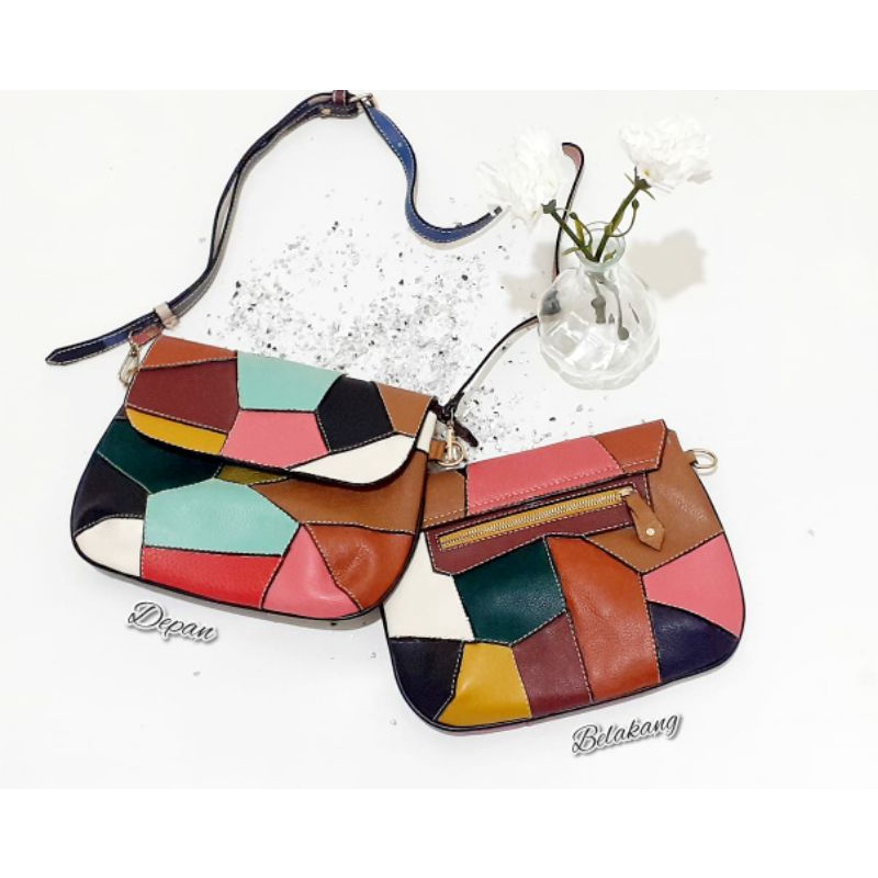 Tas Wanita Kulit Asli Tetbatu Model Selempang Perca Size S Kulit Sapi Buatan Lokal Sukaregang Garut
