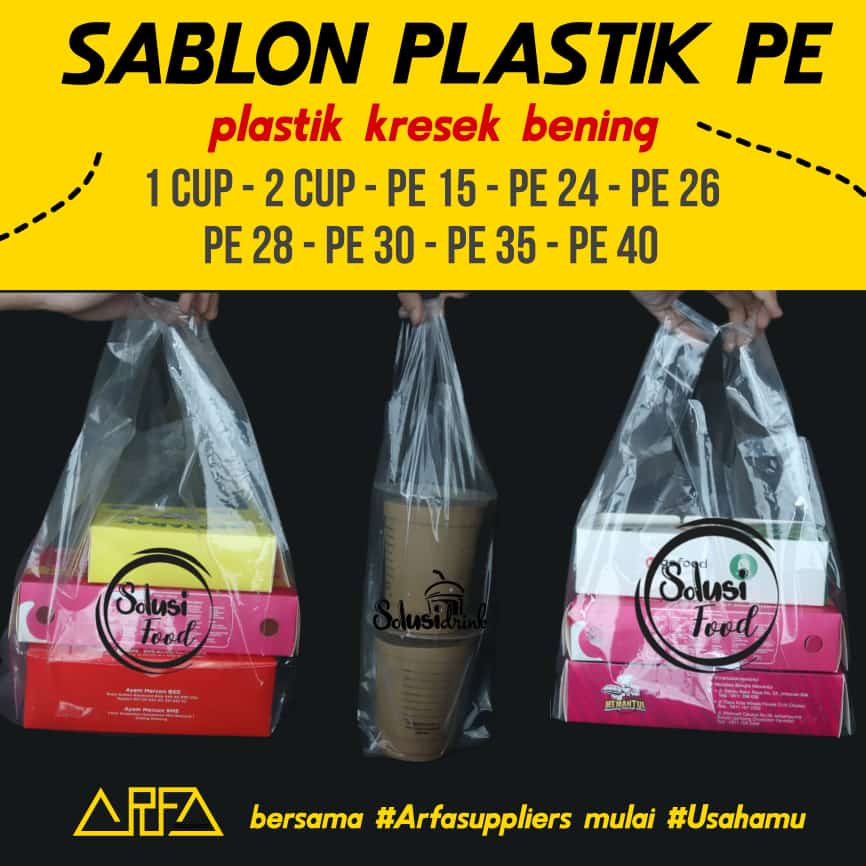 Sablon Plastik PE Kresek Bening