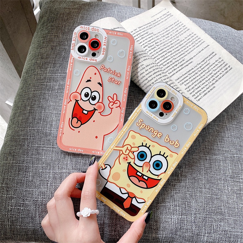 Pupil TPU soft case couple iphone 13 12 11 pro X Xs max 7 8 plus SE2020 fun cartoon sponge baby case iphone