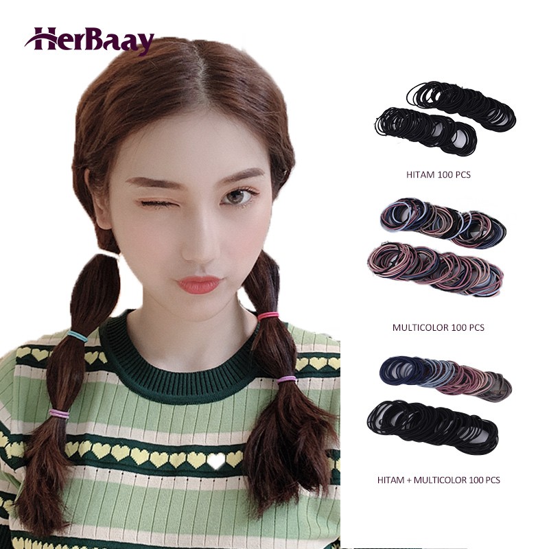 

Herbaay 100PC Ikat Rambut Aksesoris Aksesorisrambut Tali Rambut Elastisaksesoris Fashion Elastis