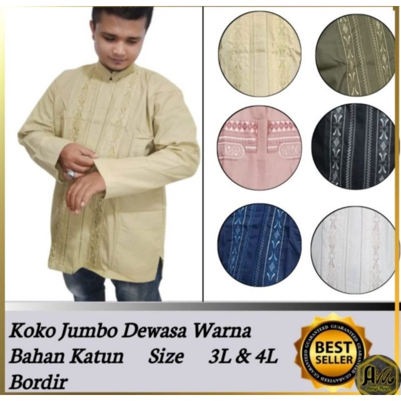 BAJU KOKO JUMBO WARNA BORDIER UKURAN 3L ll 4L
