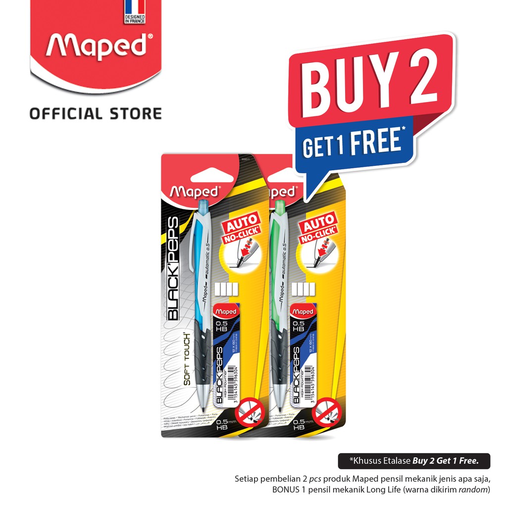 

Maped Pensil Mekanik Black Peps's Automatic 0.5 w/ Refill - Blister