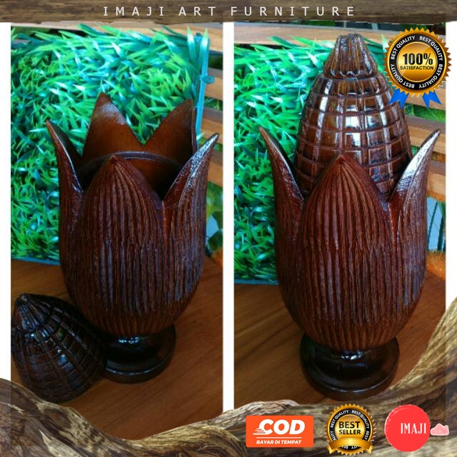 [ COD ] Toples permen jajan model jagung barang unik dekorasi ruang tamu koleksi kayu jati blora asl