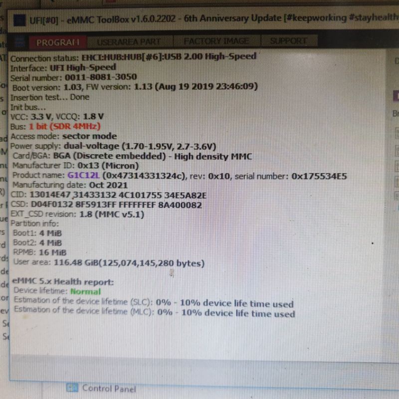 ic emmc micron jz266 bga 254 ram 4 internal 128 second RPMB clean