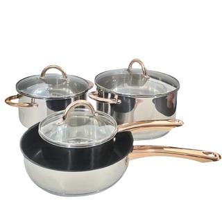 Panci set wajan set cookware 7pcs Believe / PANCI WAJAN SET PANCI STAINLESS DENGAN TUTUP KACA