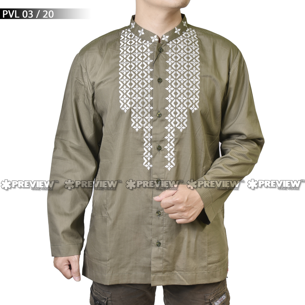 Preview Baju koko Itang Yunasz Limited Panjang Hijau Izzatul