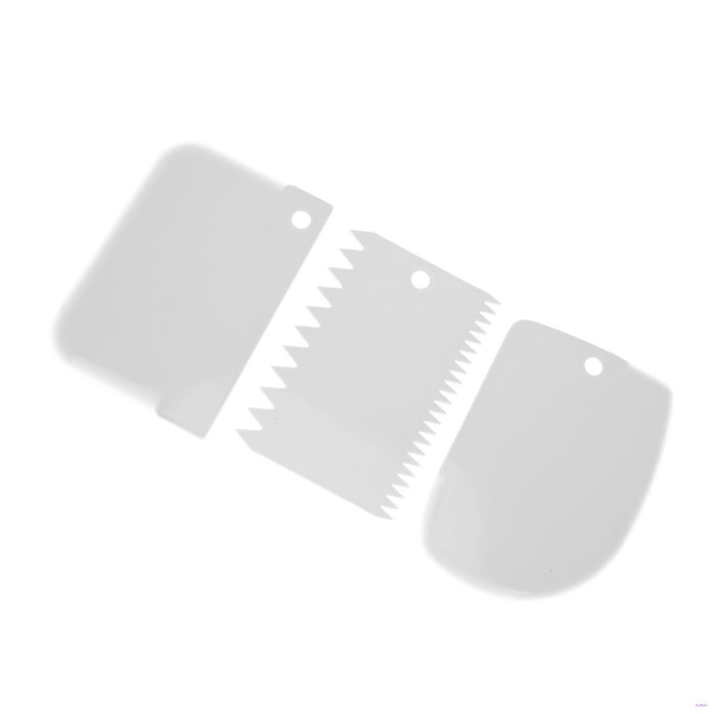 [READY STOCK] 3PCS/Set Plastic Cake Decorating Tools Dough Icing Scrappers Cutters Kitchen Accessaries Cake Edge Smoother Kit