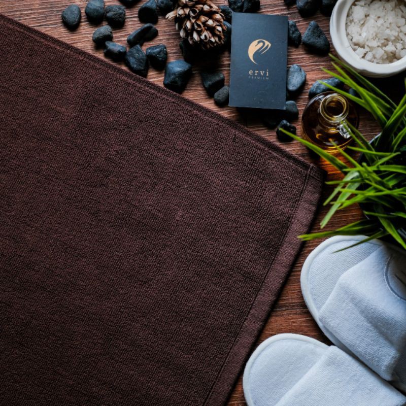 Keset handuk Coklat PREMIUM tebal kualitas hotel / Bath Mat Brown