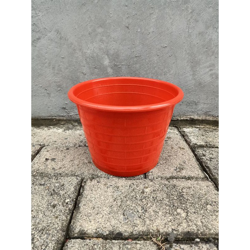 Pot Bunga Bulat Motif Batu Bata Diameter 17cm