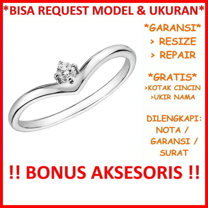 Gratis Ukir Nama Bisa Pesan Model Garansi Silver Asli Cincin Wanita Perak Kawin Nikah Tunangan Id467