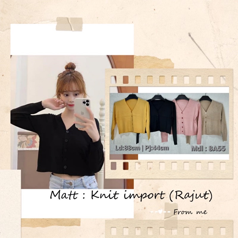 8A55 atasan kardigan rajut knit import kancing