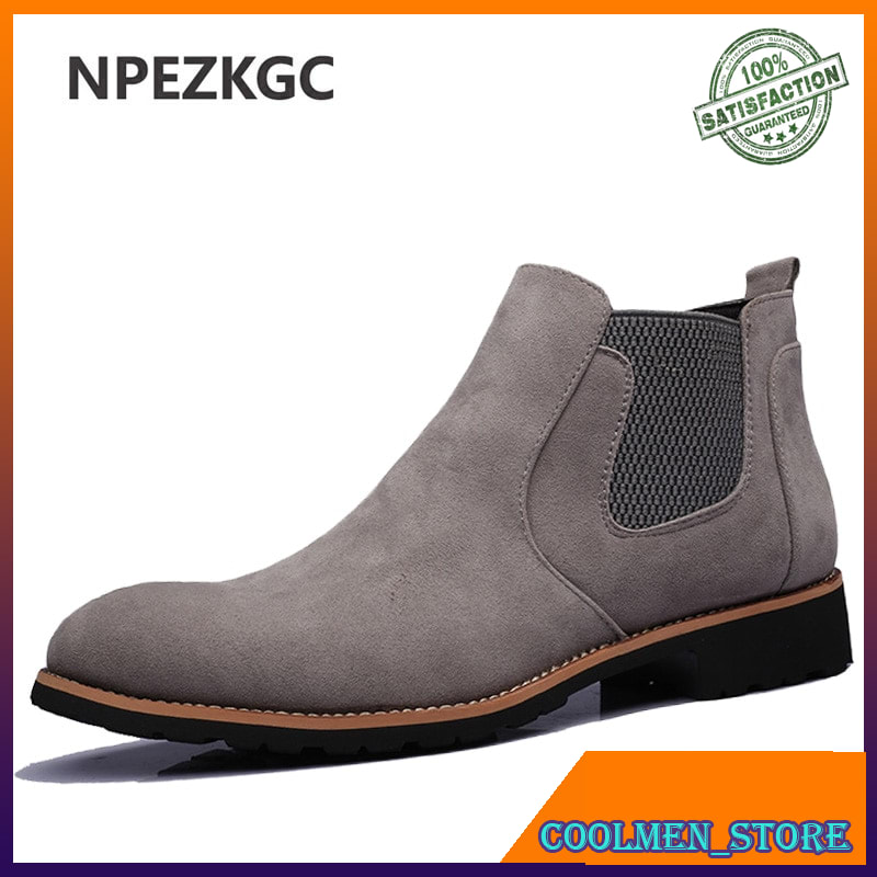 Sepatu Boots Pria Kulit Asli New 2020 Men Chelsea Boots Pointed Toe Men Suede Spring Autumn Desert