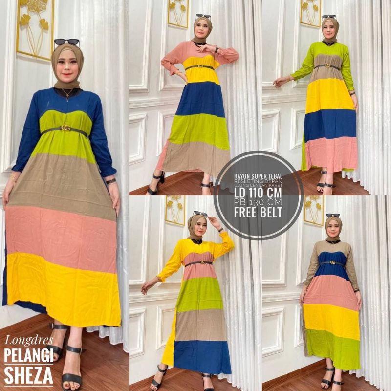 Longdress rainbow / Gamis Wanita Pelangi / Longdress Daily / Longdress wanita / Gamis Wanita