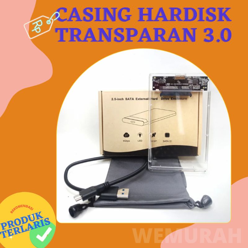 Casing Hardisk Laptop Transparan 3.0 - Casing ssd