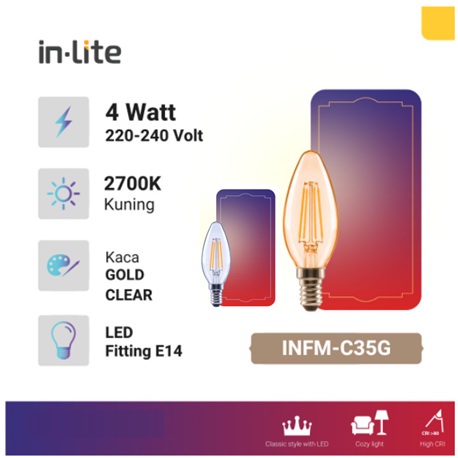 LAMPU LED FILAMENT INFM-C35 4W-6W 220V INLITE
