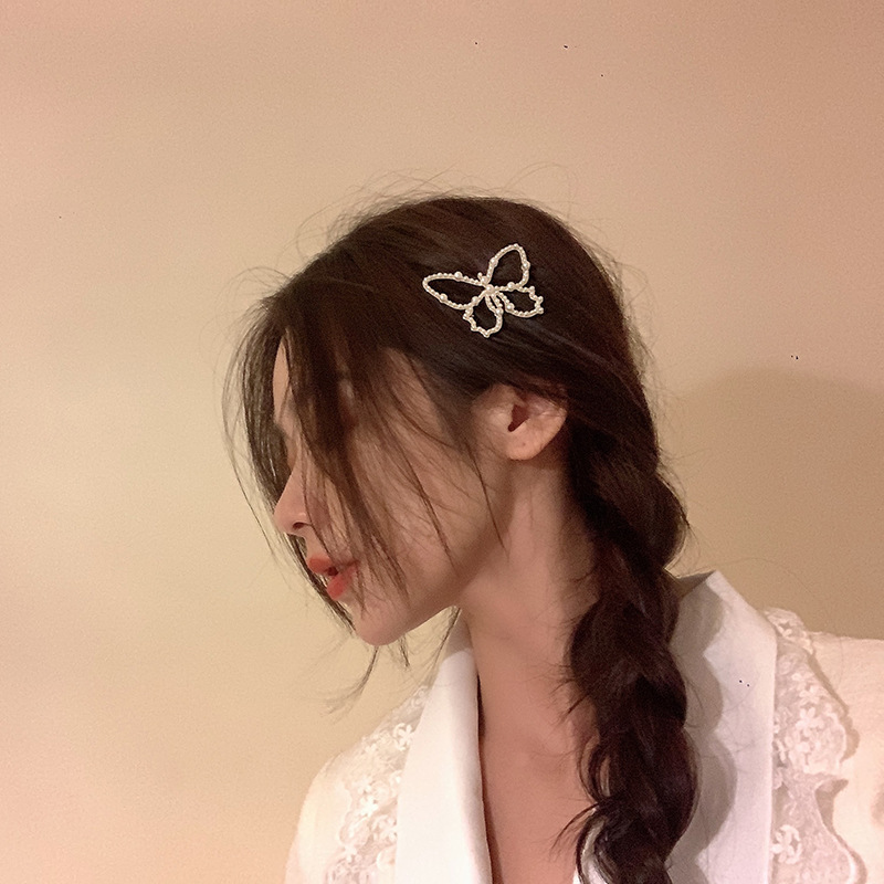 Pearl Kupu-kupu Jepit Rambut Sederhana Hairpin Sisi Klip Gadis Korea Aksesoris Rambut