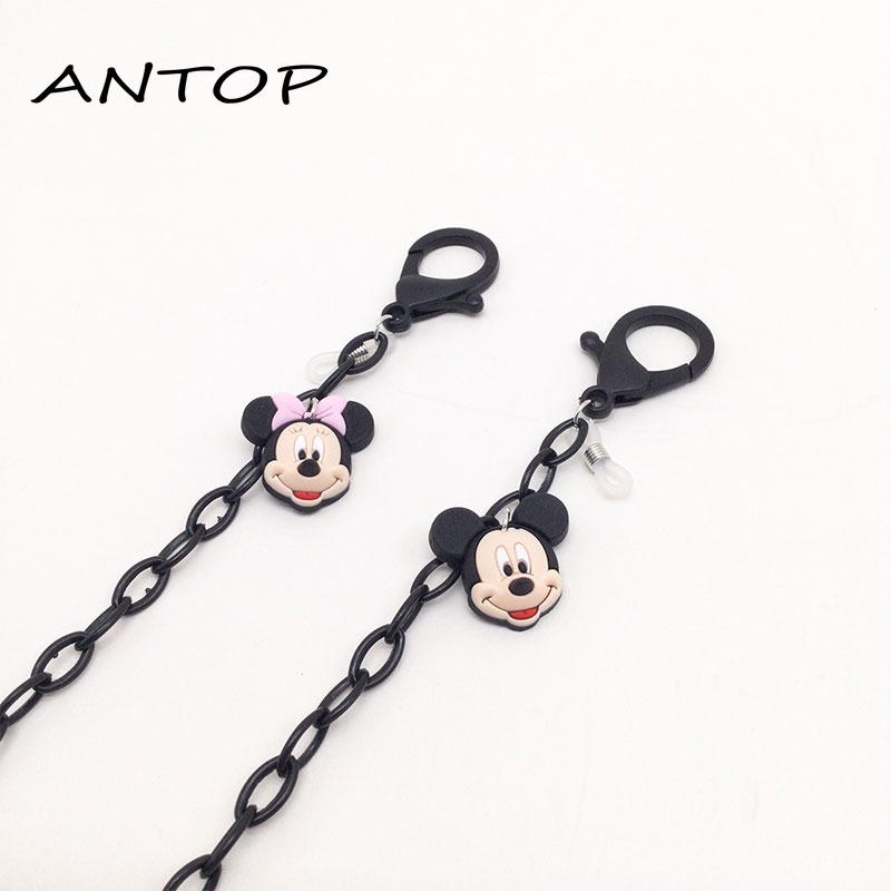 Rantai Kacamata Desain Mouse Kartun Fashion Nyaman Lanyard Akrilik Hitam ANTOP