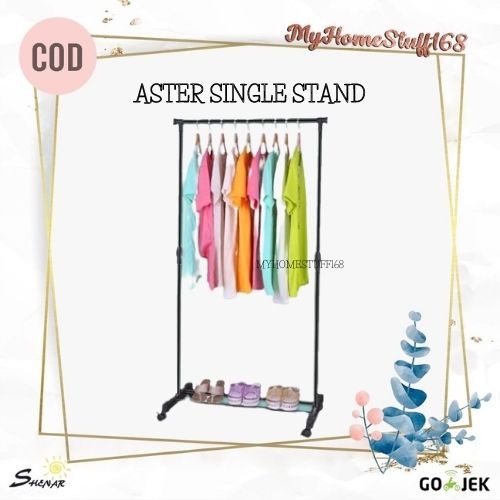 SHENAR ASTER DAISY DOUBLE SINGLE STAND HANGER GANTUNGAN BAJU RAK SERBAGUNA TANPA RODA