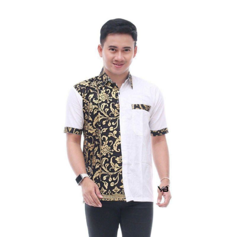 Jual MURAH BATIK KEMEJA HEM PRIA MOTIF PRADA KOMBINASI PUTIH BAJU ...