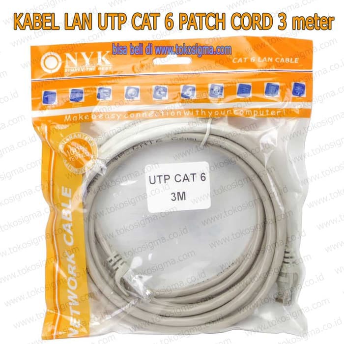 KABEL LAN 3 Meter cat6 INTERNET NETWORK PATCH CORD CAT 6 UTP RJ-45 NYK