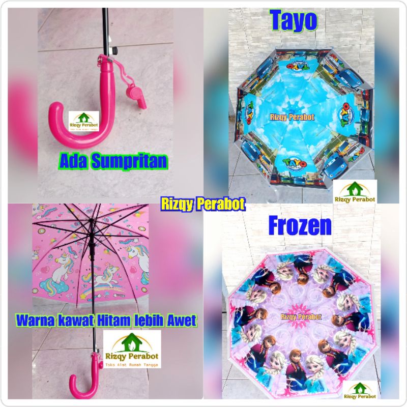 Payung Anak Karakter Doraemon Tayo Frozen Kuda Poni/Payung Anak Murah Tayo