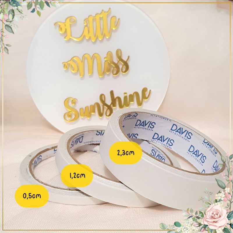 Isolasi Double Tape 0,5 cm 1,2cm 2,3cm Merk Davis High Quality Solasi ATK Alat Tulis Kantor Nempel Tempel selotip double perekat Kuat Kertas kesenian Kerajinan Tangan Seni Sekolah Craft Crafting Brand Grosir Termurah Prakarya Little Miss Sunshine Malang