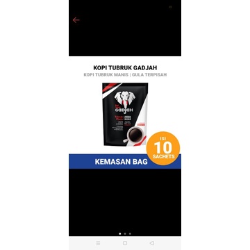 

kopi hitam tubruk cap gajah kemasan isi 10 x25gr