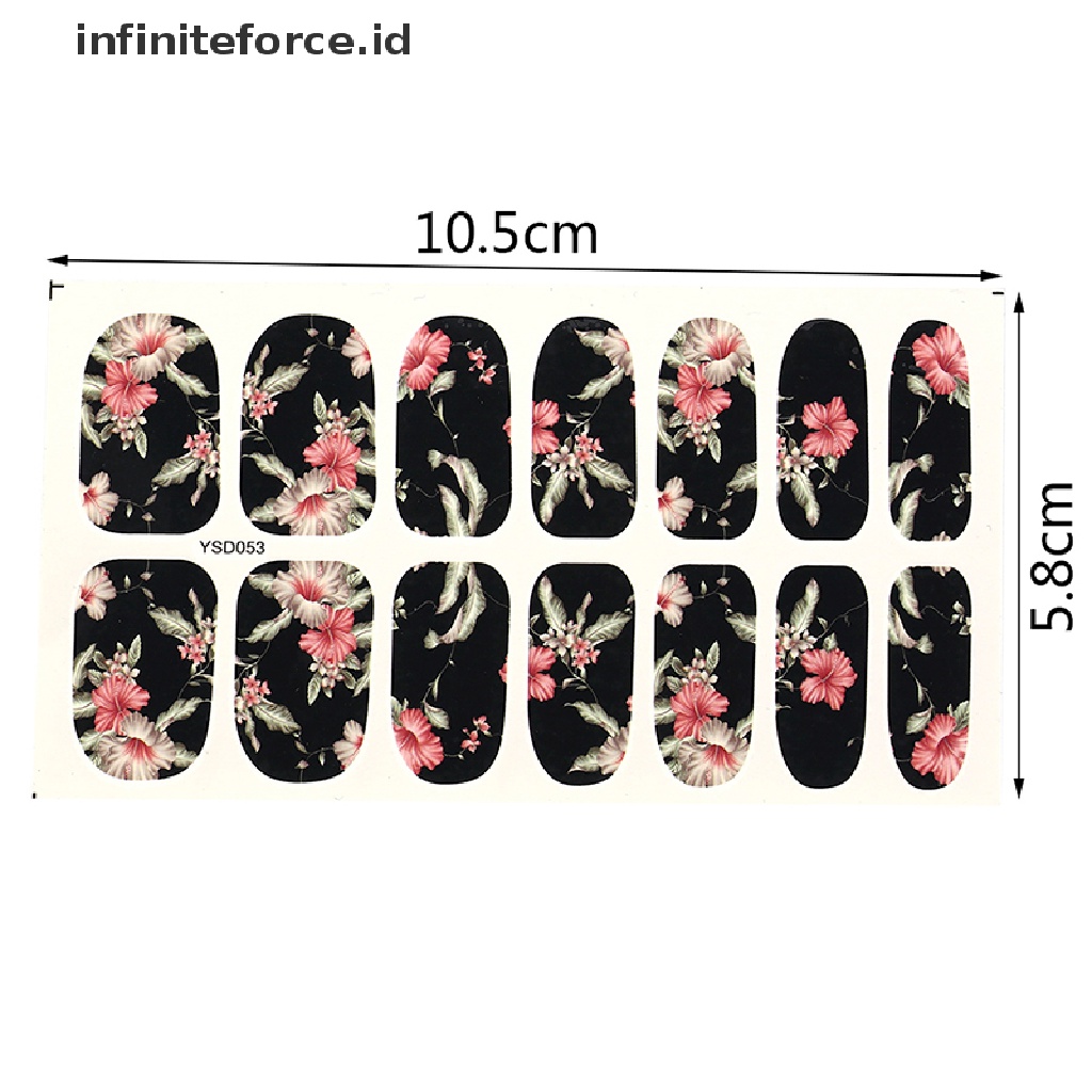 Infiniteforce.id 1 Lembar / Set Stiker Kuku transfer Air Motif Bunga pop Untuk nail Art / Manicure YSD052-YSD055