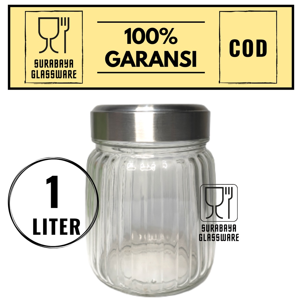 TOPLES KACA 1000 ML TOPLES Tempat Wadah Penyimpanan Makanan Bumbu Toples 1000ML TOPLES KACA KEDAP UD