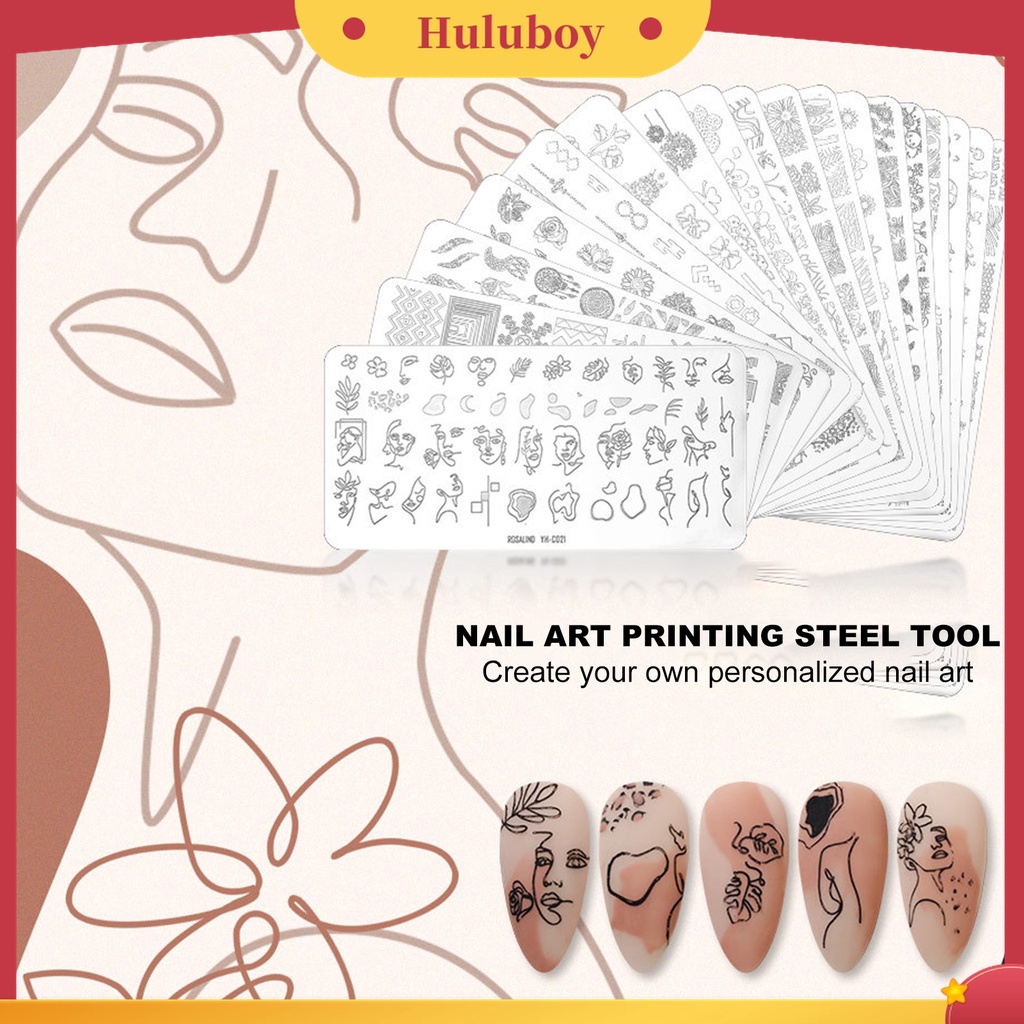 Huluboy Huluboy♡ Plat Stempel Kuku Aneka Motif Anti Karat Untuk Salon