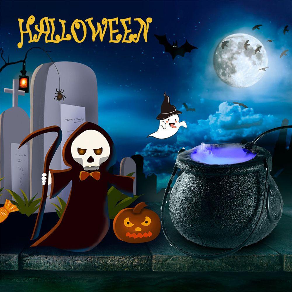 Preva Halloween Witch Pot Halloween Party Prop Lampu LED Air Mancur Fogger