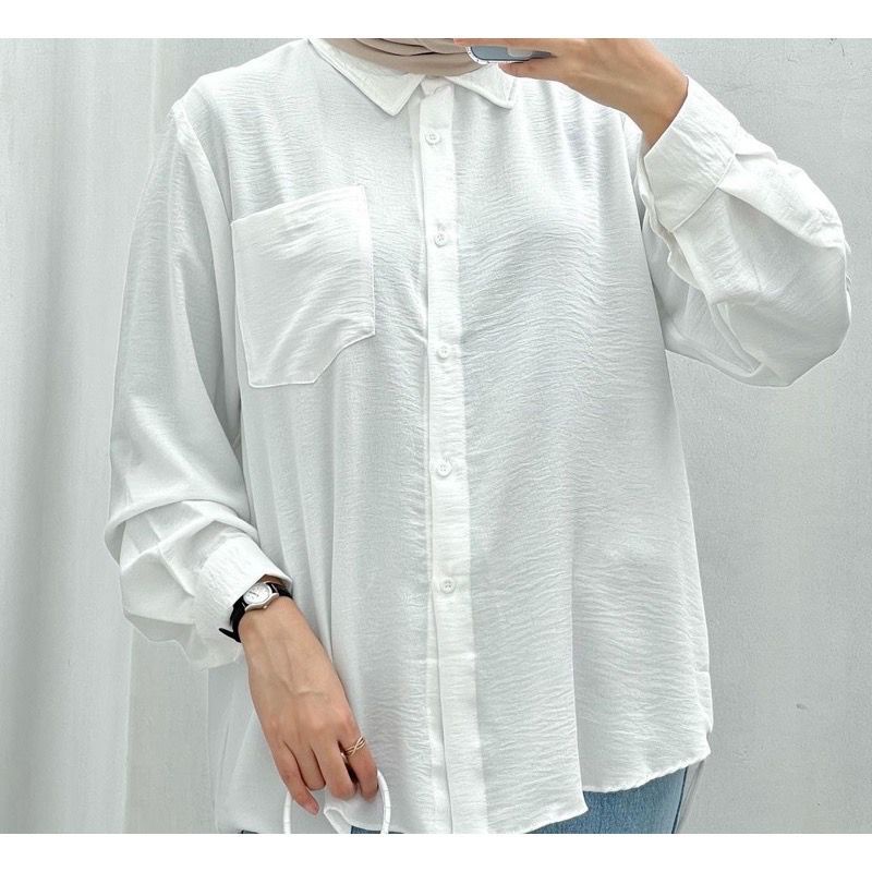 AFI - EC - ⭐️ PREMIUM AIRFLOW CRINCLE ⭐️Vivian Oversize CRINCLE Shirt Kemeja Anti kusut